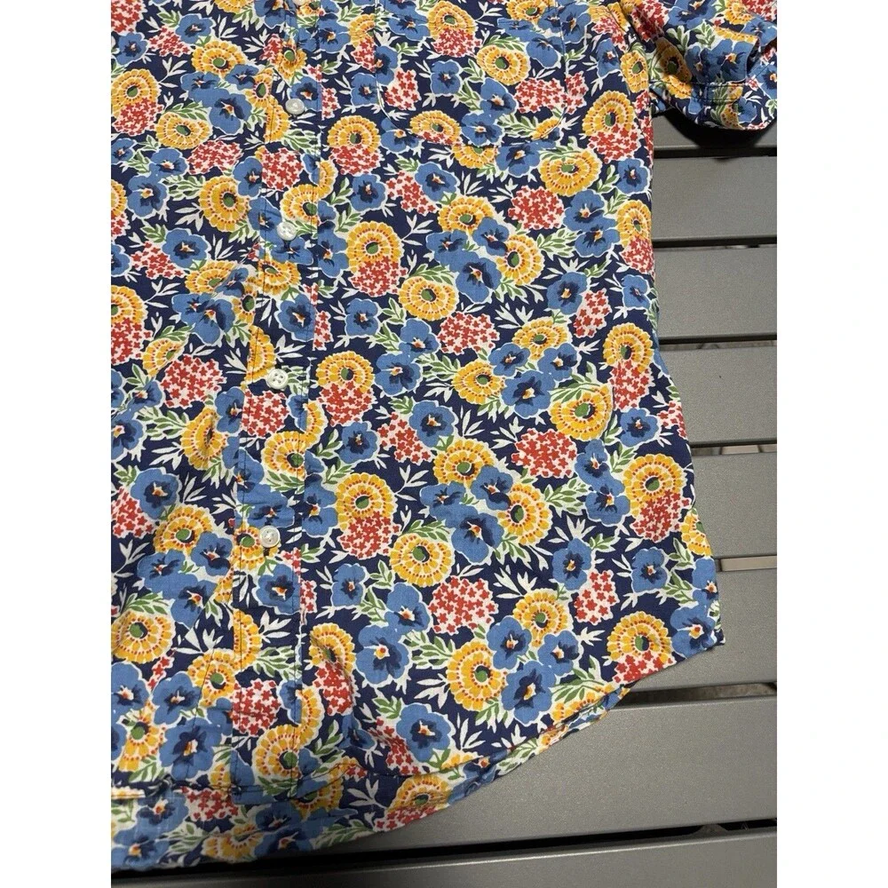 J. Crew Shirt Mens Small Floral Multicolor Fit Button Down Long Sleeve Hawaiin
